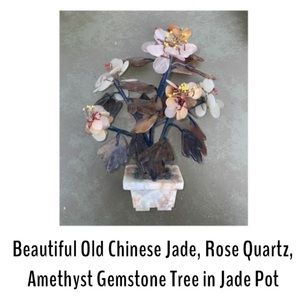 Vintage Chinese Jade Bonsai Tree in Jade planter